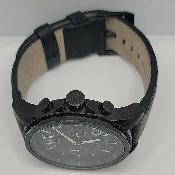 Armani Exchange AX2098 Men's Black Leather Analog Dial Quartz Wrist Watch BC463